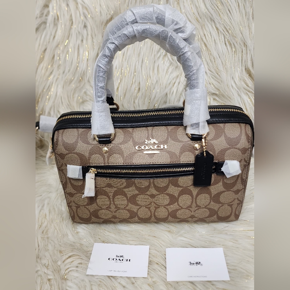Coach Brown Satchel with Signature Design